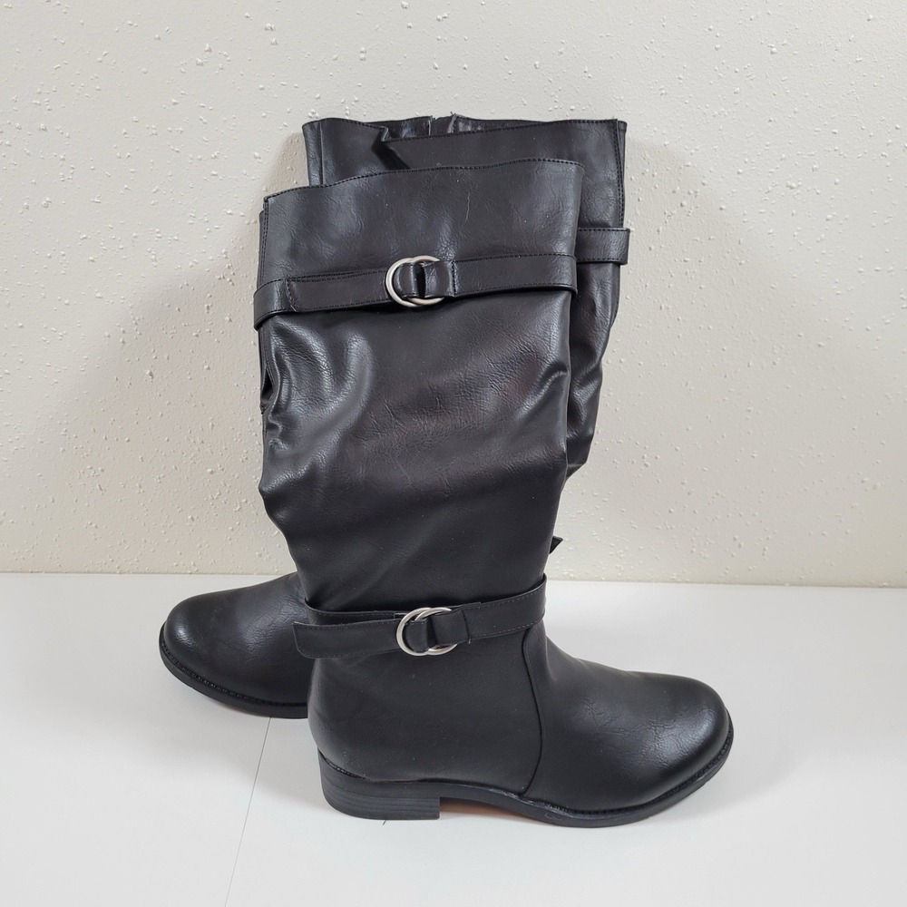 New In Box Women's Black Dress Boots By Kisses Size 7.5 Wide Calf Black